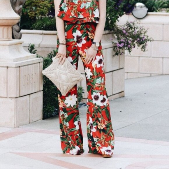 Show Me Your Mumu Eli Wide Leg Palazzo Pants Red Floral Print Small S - Picture 8 of 8